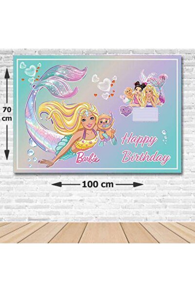 Parti Dükkanım Barbie sirena rođendanski banner bez fotografije 70*100 cm