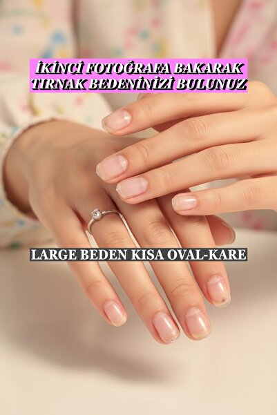 Easy Beauty 100 Adet Jel Tips LARGE Beden Kısa Oval Kare Protez Takma Tırnak ...