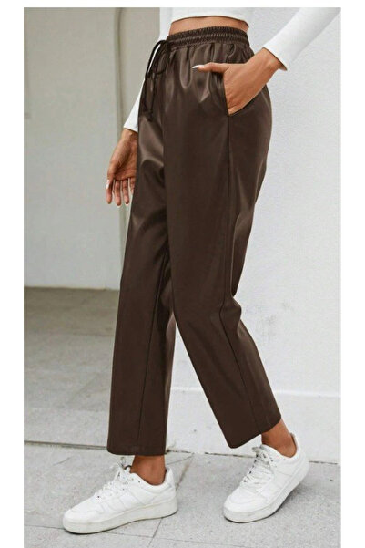 ALPACO Women's High Waist Lace-Up Leather Pants