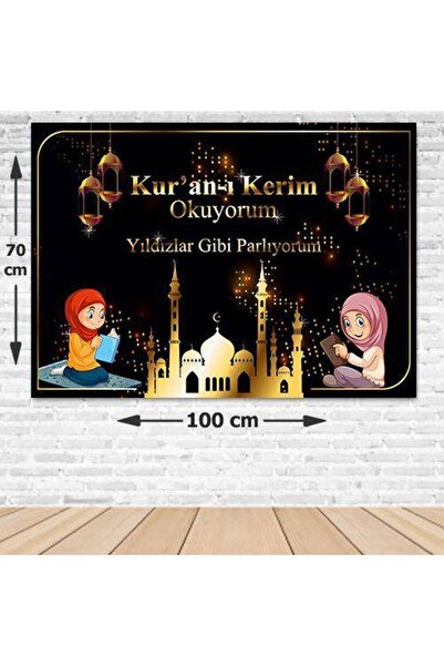 Parti Dükkanım Kuran Okuyorum Afişi Kız Siyah 70*100 cm