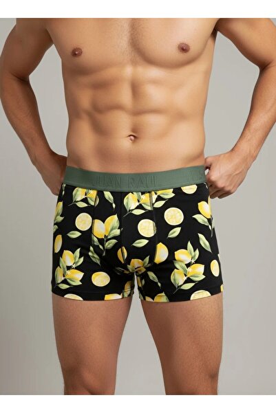 Juan Raul %95 Pamuk Desenli Boxer - Limon