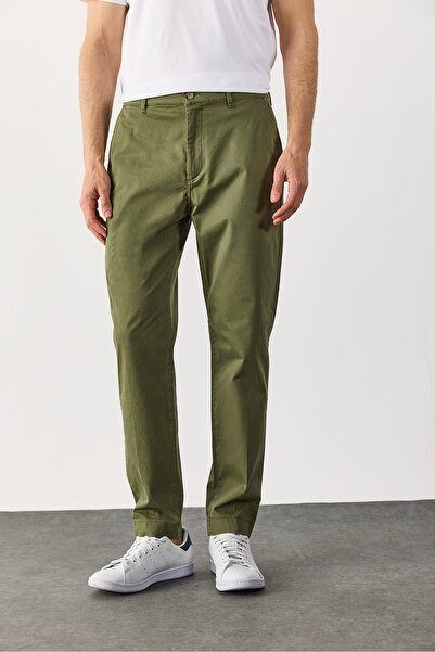 VENA Ken Beli Lastikli Gabardin Chino Pantolon - HAKİ