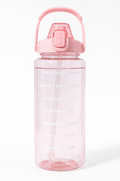 BEYZANA Şeffaf Motivasyon Matara 2000 Ml Suluk Su Şişesi Spor Matara