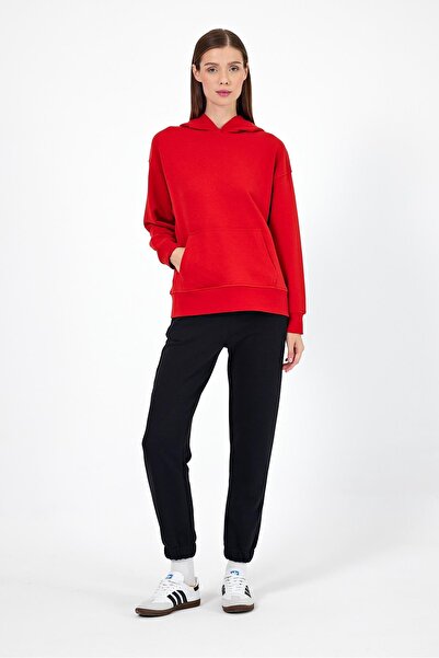 VENA Women's Hooded Basic Hoodie Sweatshirt-Red