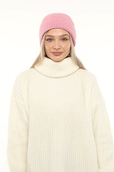 Aghilo Μάλλινο χειμερινό καπέλο με κορδόνια – Ροζ σε σκόνη