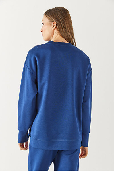 VENA Жіночий м'який світшот CUPRO NAVY (з велосипедним коміром і розрізом збоку)