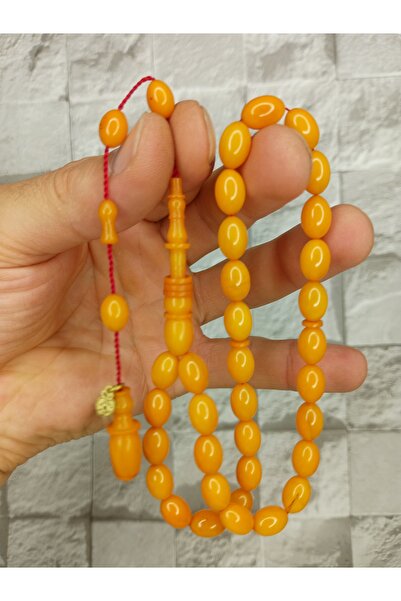 Tasarım Mesut Elma Usta Işi Boru Obje Patinli Sıkma Kehribar Tesbih