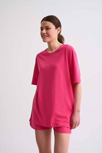 THERECOLOR Pink Women's Lace-Up Organic Shorts with Two Pockets Regular Fit