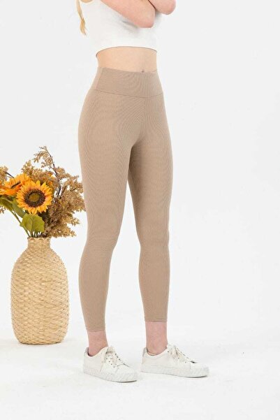 SARE TEKSTİL Γυναικείο Κρεμ Κολάν με ψηλόμεσο κορδόνι