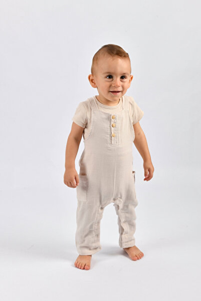 e&f Store Muslin Baby Salopet Jumpsuit - Beige