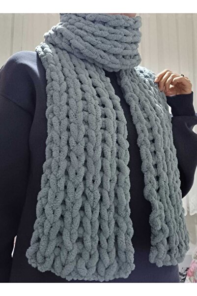 Alize El Örmesi Puffy Atkı | Soğuk ve Rüzgar Geçirmez | Cildi Tahriş Etmez Yumuşak Unisex Atkı - Gri