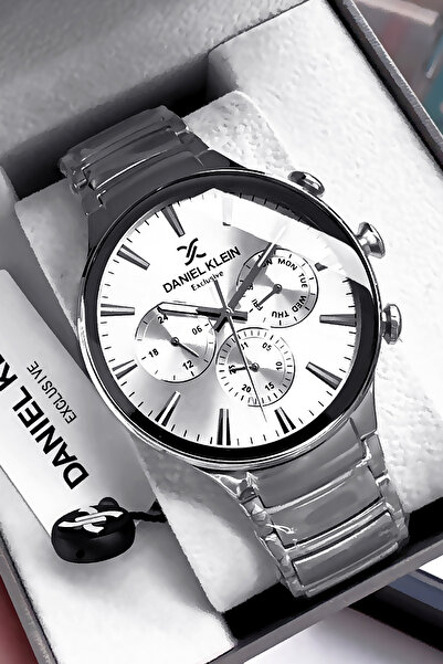 Daniel Klein Exclusive Men's Wrist Watch 3 Atm Waterproof Silver Color Steel Cord Gift Bracelet Dke2131C1