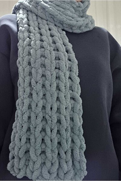 Alize El Örmesi Puffy Atkı | Soğuk ve Rüzgar Geçirmez | Cildi Tahriş Etmez Yumuşak Unisex Atkı - Gri