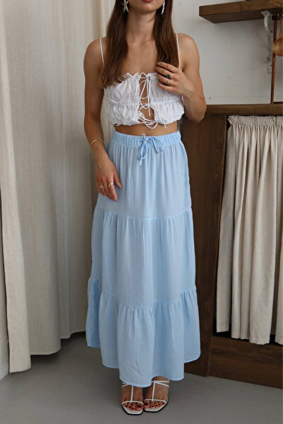 Balenbi Жіноча базова спідниця з шнурівкою на талії з мусліну 1104