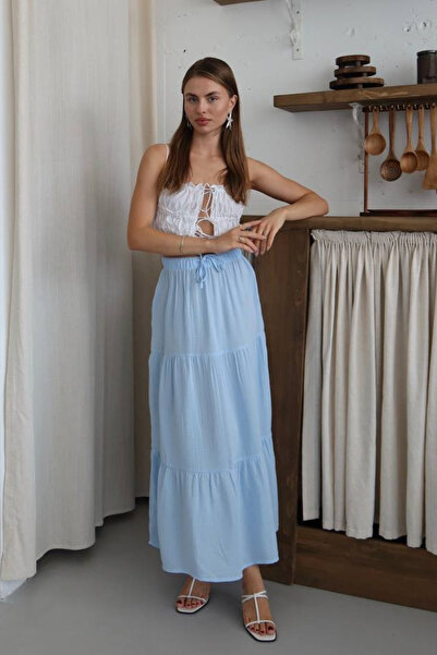 Balenbi Fusta de bază din muselină cu șireturi pentru femei 1104