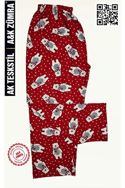 A&K ZÜMRA Mother Model Winter Suede Pajama Bottoms Without Pockets Plus Size