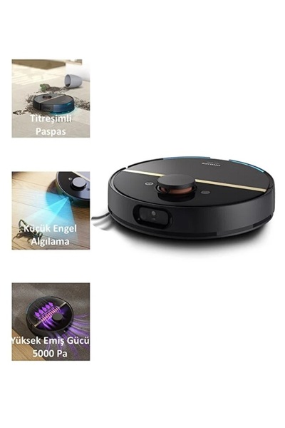 Philips 5000Pa Ultra Performanslı 3 ü 1 arada Islak&Kuru&Moplu Premium Robot Süpürge, Kendini Temizleme