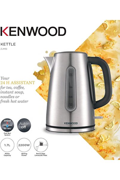 Kenwood 1.7L Stainless Steel Kettle ZJM10 Silver – 2200W Fast Boil, Removable Mesh Filter