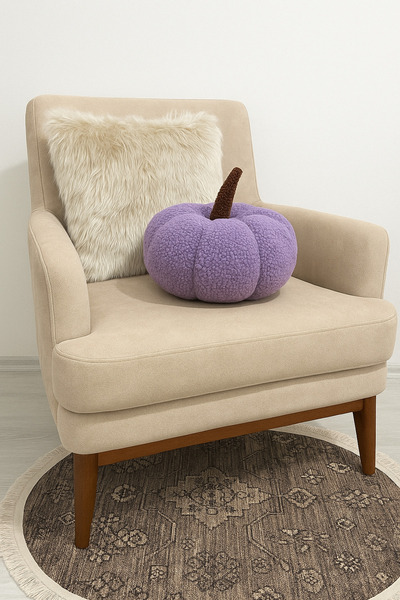 Madame Clean Home 100% Natural Teddy Decorative Pumpkin Cushion/Pillow