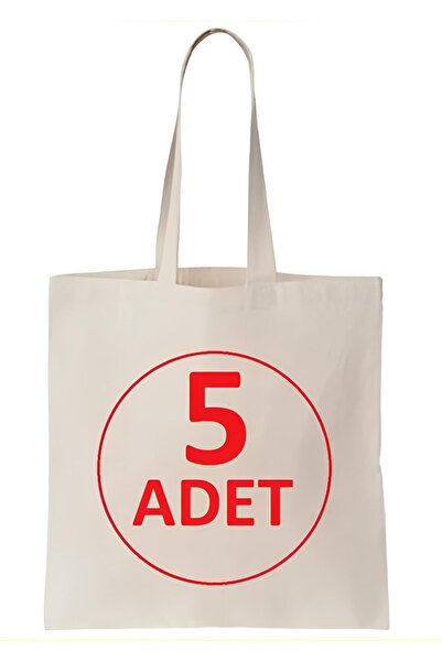 MUTURA Baskısız Ham Bez Çanta 5 adet 160 Gr. %100 Pamuk Kumaş Punch Ve Boyamaya Uygun