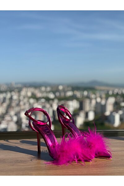 BRIDEIST WEDDING CO Fuşya Tüylü Topuklu Ayakkabı – Bride to Be |Last Rodeo Konsept|Parti Topuklu Ayakkabı – Premium Seri