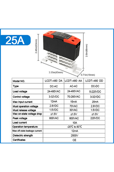 Choice AC Control AC 25A LCTC SSR Solid State Relay 10A 25A 40A DIN Rail Mounted Single Phase Relay With He