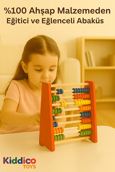ONYIL Eğitici Ahşap Abaküs – Renkli Boncuklarla Matematik