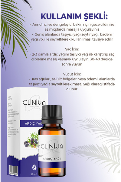 cliniva Ardıç Yağı %100 Doğal Uçucu Yağ 20ml
