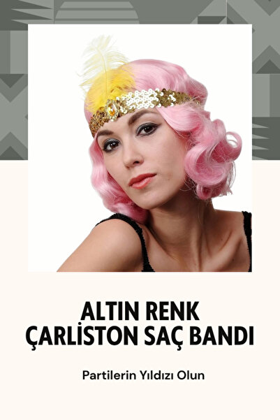 Samur Banda de păr Charleston de culoare aurie cu tematică anilor 70, 80 și 90