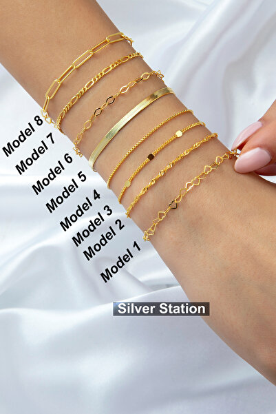 Silver Station Altın Renkli 925 Ayar Gümüş Ayarlanabilir Gold Zincir Bileklik...