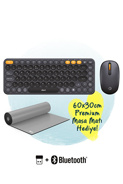 Daxi MK350 Creator Pro Combo Sessiz 3 Kanallı Bluetooth + 2.4G Wireless Türkçe Q Klavye Mouse Seti