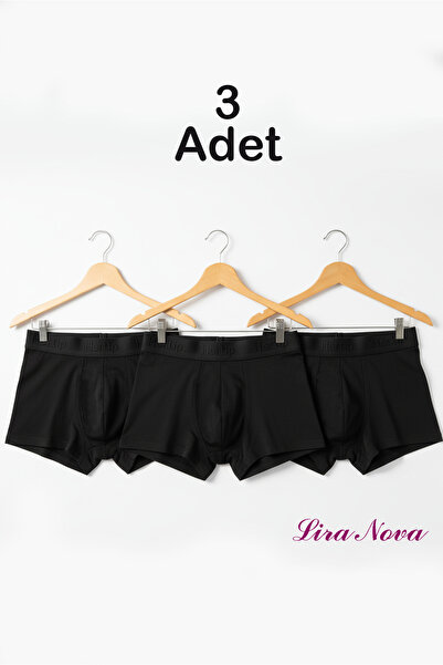 Siyah Ultra Soft Likralı Boxer 3'Lü