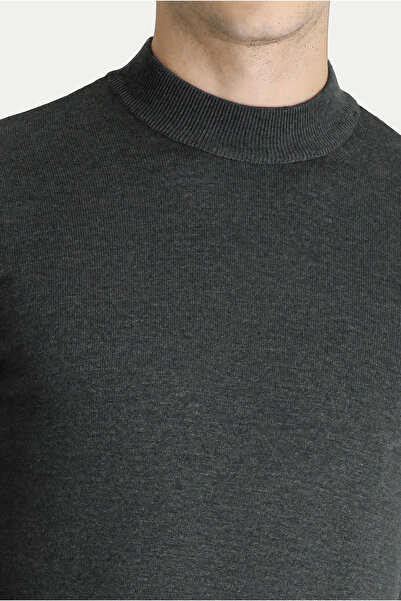 Kiğılı Yarım Balıkçı Yaka Slim Fit Dar Kesim Pamuklu Triko Kazak