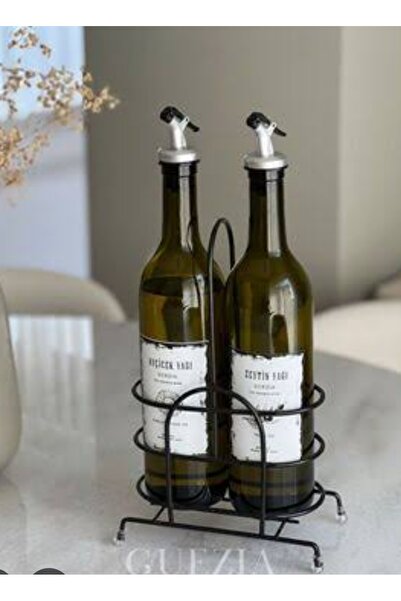 BÜYÜLÜ HOME 750 ml Sunflower Oil Olive Oil Glass Bottle with Iron Stand