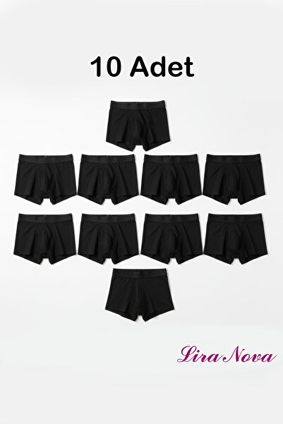 Siyah Ultra Soft Likralı Boxer 10'lu