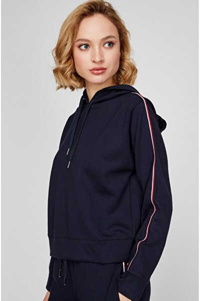 Tommy Hilfiger relaxed kesim interlok kumaş şeritli sweatshirt