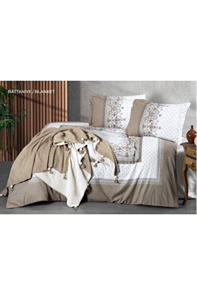 Amazon Ev Double Tasseled Blanket Duvet Cover Set - Beige