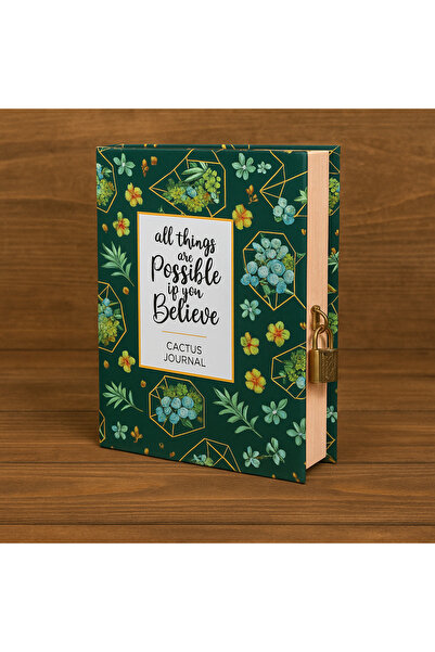 Angelphoto دفتر مذكرات كاكتوس جورنال مع قفل، مفكرة يومية