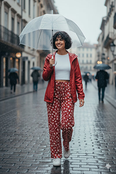 Stitch Shop Kadın Beli Lastikli Bürümcük Kumaş Bol Paça Pantolon