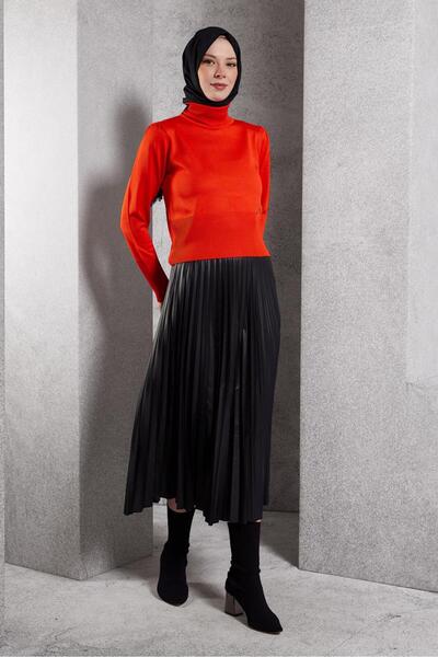 Alvina PİLİSELİ SUNİ DERİ ETEK 60634