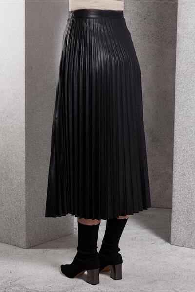 Alvina PİLİSELİ SUNİ DERİ ETEK 60634