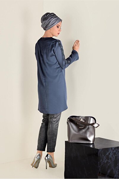 Alvina 4301 Model Guipure and Stone Detailed Tunic