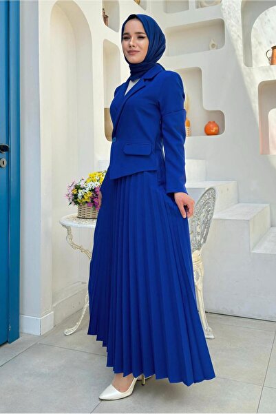 TRENDTESETTÜR Γυναικείο φόρεμα Navy Blue Saks Jacket Look - T 0073