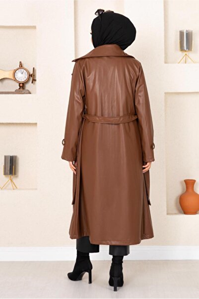 TRENDTESETTÜR Kadın Taba Fermuarlı Kuşaklı Deri Kap 18002