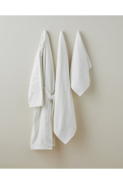 English Home Κομψό μπουρνούζι από βαμβάκι με διαμάντια S-M ιβουάρ