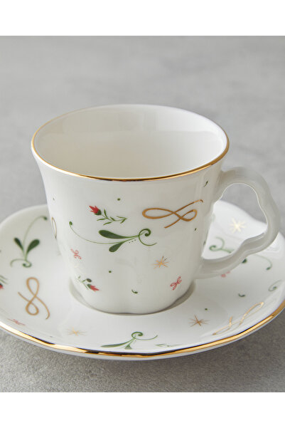 English Home Greena Bone Porcelain 4 Piece Coffee Cup Set for 2 People 80 ml Colorful