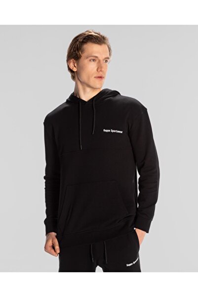 Kappa Αυθεντικό ανδρικό μαύρο φούτερ Theo με κουκούλα