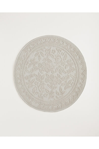 English Home Blossom Pamuklu Bukle Kilim 110x110 cm Krem