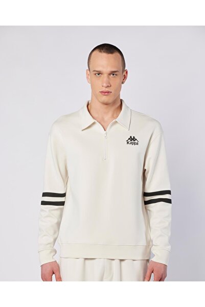Kappa Porte Sweatshirt Erkek Ekru  Regular Fit Sweatshirt