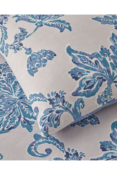 English Home Curioleaf Pamuk Çift Kişilik Nevresim Takımı 200x220 cm Mavi - Bej